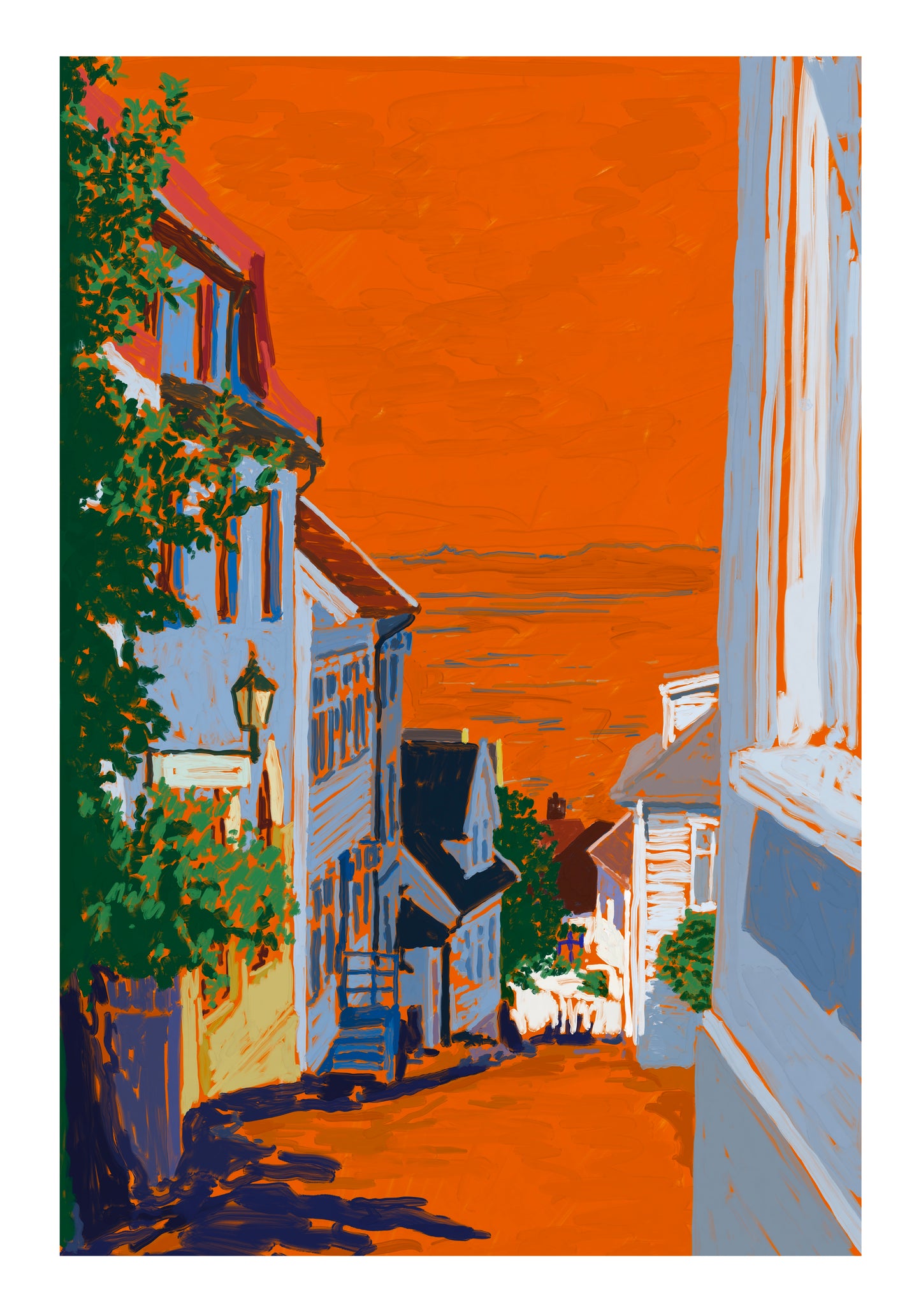 Skuteviksveien i oransje 70x100 cm