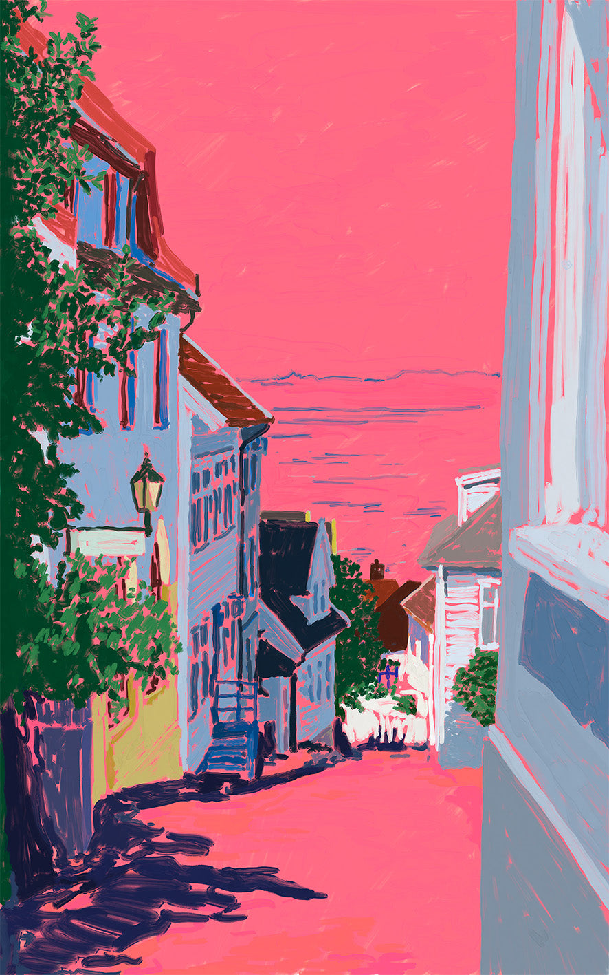 Skuteviksveien i rosa 30x50 cm